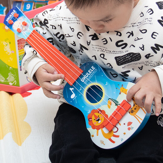 Muqi Music Small Gitarre kann große Ukulele für anfänger simulierte Musikinstrumente für Kindergärtengeschenke für frühkindliche Bildung spielen. Neue blaue Ukulele