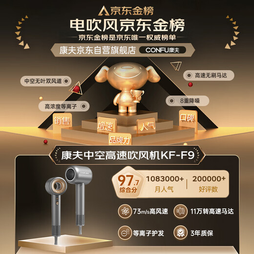 CONFU high-speed hair dryer hollow leafless birthday gift for girlfriend home high-power high-wind plasma hair dryer F9 powder national subsidy