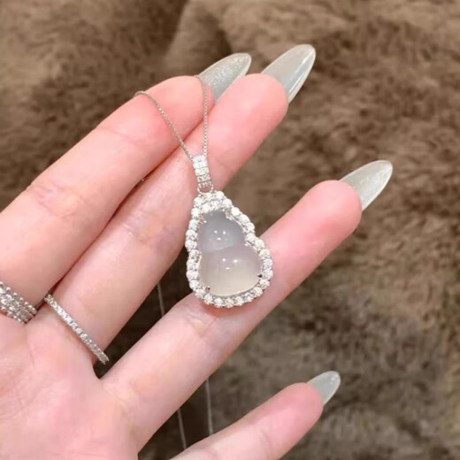 Idel's Fulu Chalcedony Gourd Necklace sterling silver pendant silver clavicle chain neck chain practical birthday gift for wife and girlfriend 925 silver Fulu Chalcedony Necklace L2563
