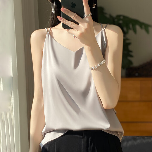Gemila Knited Scoussen Gile pour femmes 2025 Été Nouveau style intérieur sans manches français arrière back top blanc xl 125-140jin [Jin est égal à 0,5 kg]