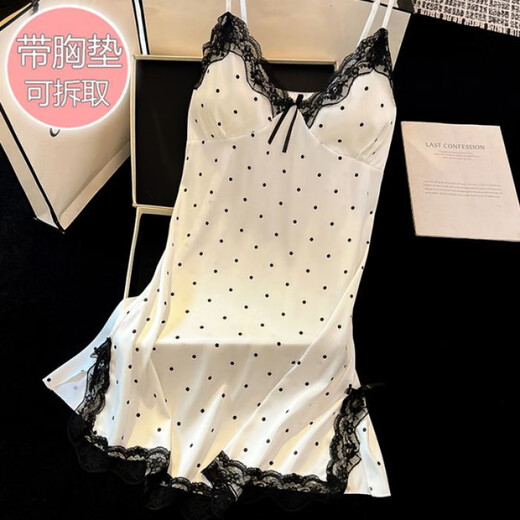 COLORFUL GEMS冰丝睡裙女夏季V领吊带胸垫款甜辣气质家居服 F902#草莓 170 M