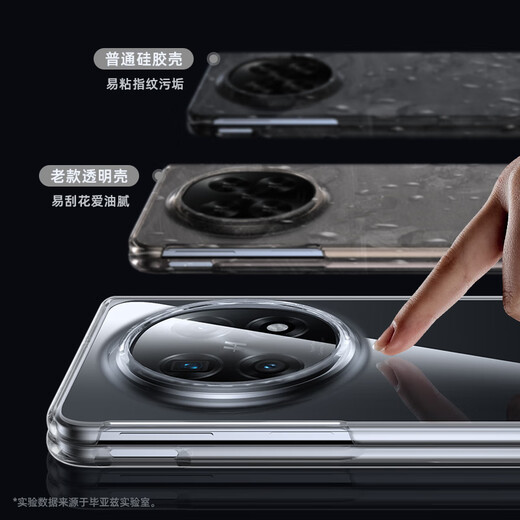 毕亚兹适用oppo find n5手机壳 OPPO Find N5保护套 折叠屏翻盖式超轻薄全透明防摔保护硬壳 JK804透明