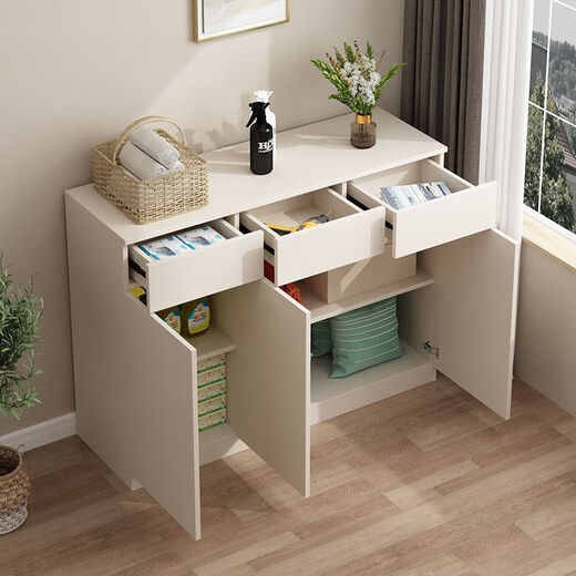 Katisha solid wood balcony cabinet storage cabinet with drawers household sun-proof and moisture-proof shoe cabinet sundry storage cabinet bay window cabinet customization length 100 depth 40 height 80 two doors and two drawers entry package installation