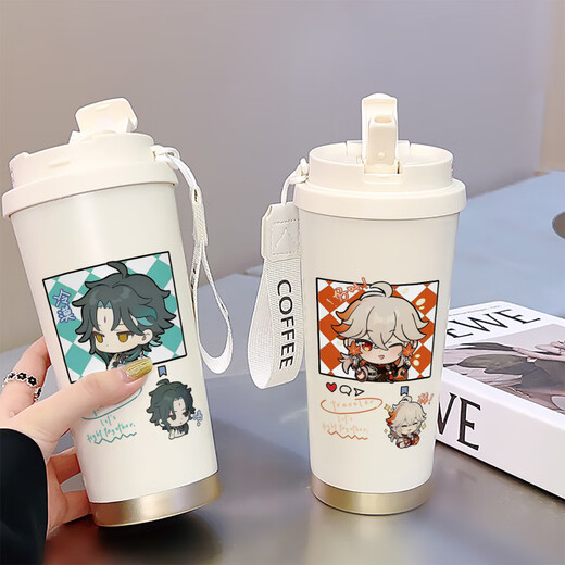 原神纳西妲吸管杯简约水杯ins高颜值学生便携316保温杯 BXAB15937万叶 食品级内胆-520ML配挂绳