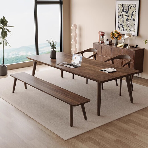 Sands Duke modern and simple South American black walnut to the living room large desk home multi-person solid wood learning and writing desk New Zealand pine 200*90*75 thick 4.5cm