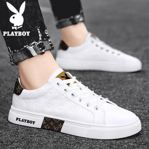 花花公子（PLAYBOY）男鞋子男2025夏季板鞋男士百搭休闲鞋男款运动鞋 白色 42