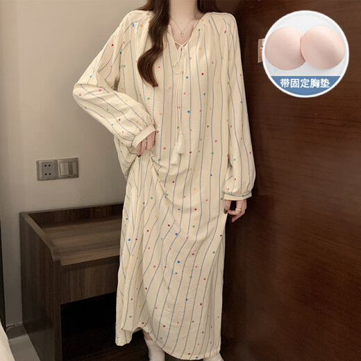 COLORFUL GEMS云朵棉睡衣女带胸垫春秋款宽松大码家居服 JDX-6621 180 XL