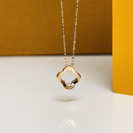 Chishe new product 18K diamond four-leaf clover chain Au750 rose gold lucky collarbone necklace girlfriend birthday gift 18K diamond four-leaf clover chain-K pieces