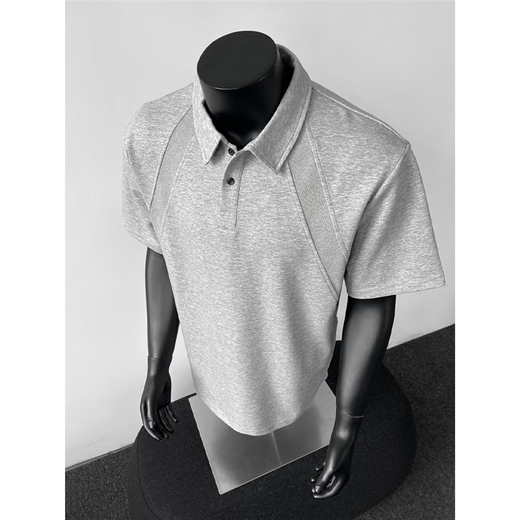Fengfeng Space Cotton American Polo Рубашка мужская высококачественная футболка для сплайсинга в тяжелом весе Генри шейный шейный серая передняя часть плеча с коротким рукавом светло-серый [обновление] 90% покупатели выбирают 3xl Рекомендуемое 165-180jin [Jin равняется 0,5 кг]