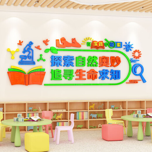 Chengliu Science Zone Experimentelles Klassenzimmer Kulturelle Wanddekoration Grund- und Sekundarschule Biochemie Schulungsklassen Layout Wandaufkleber 3D dreidimensional 3893A Modell extra groß