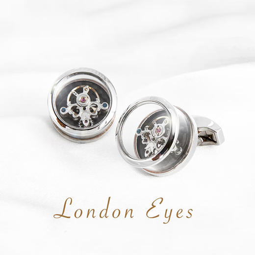 NOSSKISS London Eye Tourbillon Movement French Cufflinks Men's Business High-end Light Luxury Cuff Studs Birthday Gifts London Eye Cufflinks