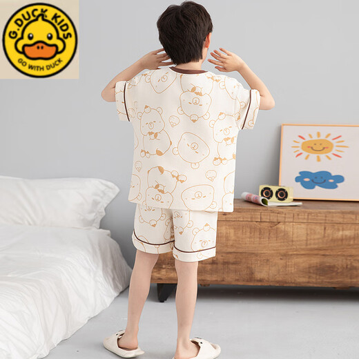 G. DUCKKIDS男童睡衣纯棉短袖卡皮巴拉2025超火两件套夏装儿童家居服大童套装 N694哪咤 110 cm/10码【103-112cm】