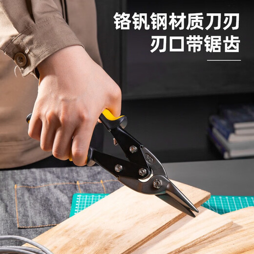 Deli aviation scissors chromium vanadium steel sharp wear-resistant quenching labor-saving durable keel scissors 250mm straight head white 10-inch straight head aviation scissors