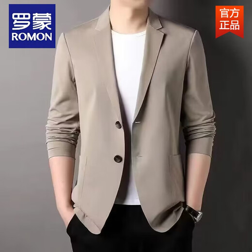 ROMON summer ice silk suit men's casual sun protection suit thin spring and autumn single jacket top 718# black M