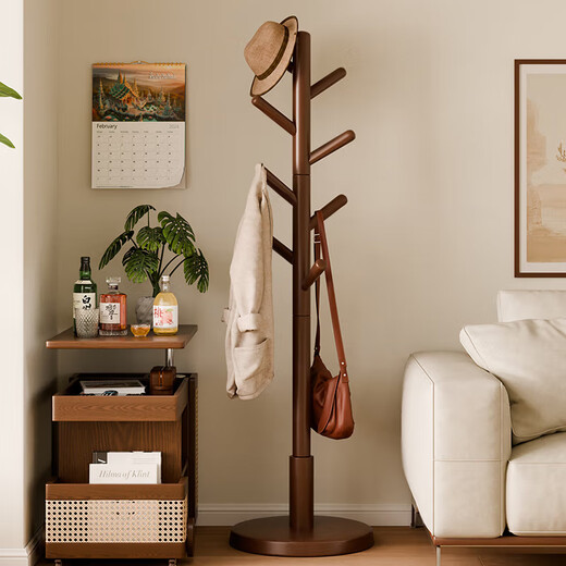 Jiayi solid wood clothes hanger floor-standing vertical coat rack bedroom clothes hanger hanging clothes office hanging bag living room storage rack