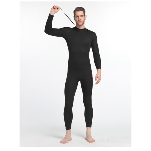 SBART 1.5mm one-piece swimsuit men's warm and cold-proof wetsuit long-sleeved one-piece trousers sun protection wetsuit 1283 black 1.5mm M