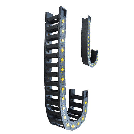 Customized manufacturer direct supply inner height 45 yellow dot drag chain plastic nylon tank chain bridge type closed type open on both sides 45*125 closed type