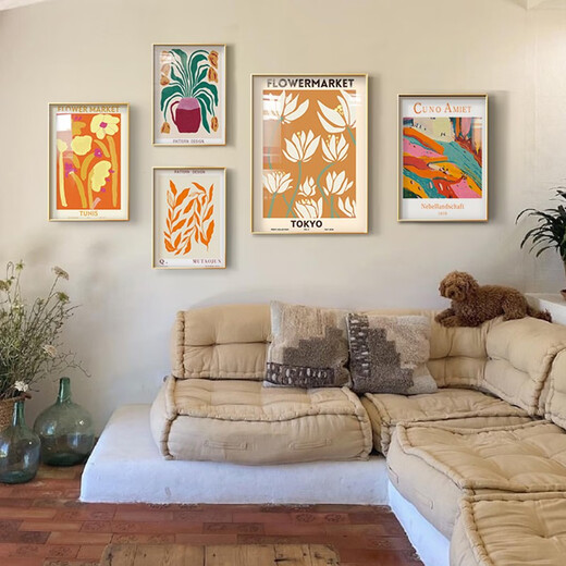 William Morris Dekorative Malmalerei Nordisches Wohnzimmer Sofa Hintergrund Wandhänge Malerei Nische Kunst Kombination Holzstil Wand ZSH12123-Chunchao Die Kombinationsgröße beträgt ungefähr 19090 cm schwarzer Rahmen + rein