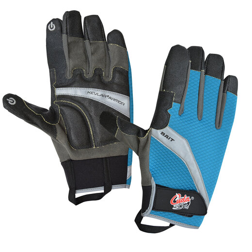 Cuda professional fishing anti-cut gloves, touch screen reflective, X large size, wet environment waterproof, blue/black, extra large