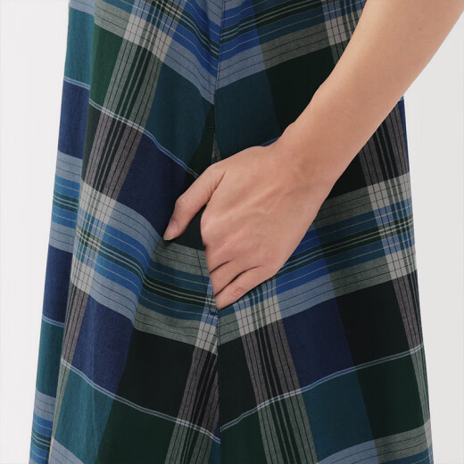 Vestido de falda para mujer Muji Women's Madras revisado para mujeres 25 Summer Nuevo BC2NMA5S Green Mided M (160/84a)