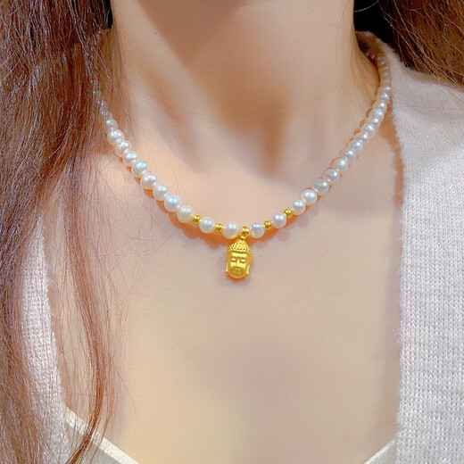 Shaoyu Yisheng 999 Pure Gold Buddha Head Pendant Gold Necklace Female Tathagata Buddha New Valentine's Day Gift for Girlfriend Gold Buddha Head Necklace + Yellow Braided Rope About 1.6