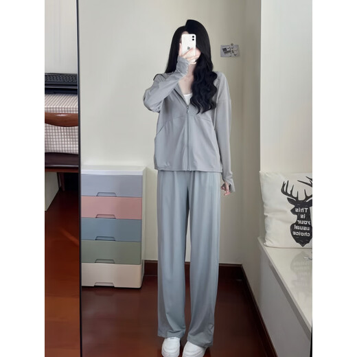 濮水方方冰丝防晒裤女夏季薄款阔腿裤潮 1349#黑色 M