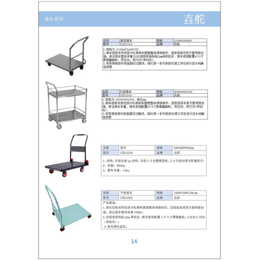 
Rudder Flat-panel trolley 1000*700*1100mm; CZD12392 Unit: