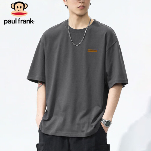 
Big Mouth Monkey (Paul Frank) short-sleeved men's summer 220g heavy cotton T-shirt men's loose casual top jacket men's clothing dark gray XL