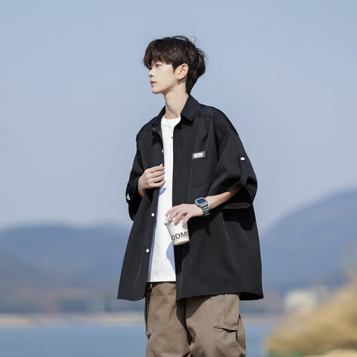 Nimmig japanisches kurzärärmiges Hemd Herren 25 Sommer Neues trendy Retro cooles atmungsaktives Hemd Großgröße Lose Casual Jacket White 2xl (150-170jin [Jin ist gleich 0,5 kg])