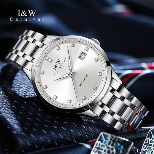 IW Swiss IW watch men's mechanical watch fully automatic imported movement luminous waterproof men's watch moon phase men's watch [upgraded enhanced version] 683 steel strip white-lifetime insurance