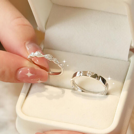 Pt950 Platinum Princess Knight Couple Ring Diamond Ring Platinum Couple Ring A Pair of Gifts for Girlfriend’s Birthday Light Luxury Princess Knight Single Men’s Ring Default Opening Port Adjustable Size
