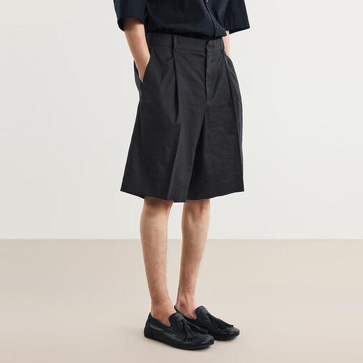 Skizzieren Sie Herrenkleidung 2025 Sommer Neues Produkt Daily Curly Mid-Shorts Lose gerade Hosen elegant und lässig 9p4e11150 001 Schwarz S
