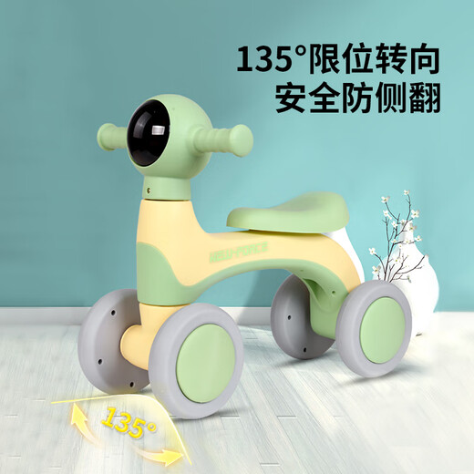 Childish Child's Slid Car Balance Balance Walker Scooter Baby Car Cade d'anniversaire Cadeau à quatre roues Slid Car [Music Light] Green frais