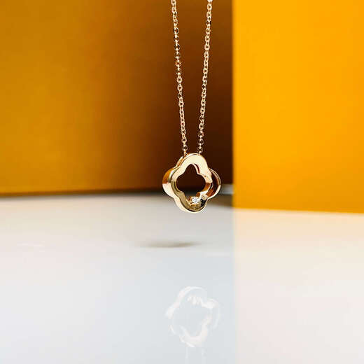 Chishe new product 18K diamond four-leaf clover chain Au750 rose gold lucky collarbone necklace girlfriend birthday gift 18K diamond four-leaf clover chain-K pieces