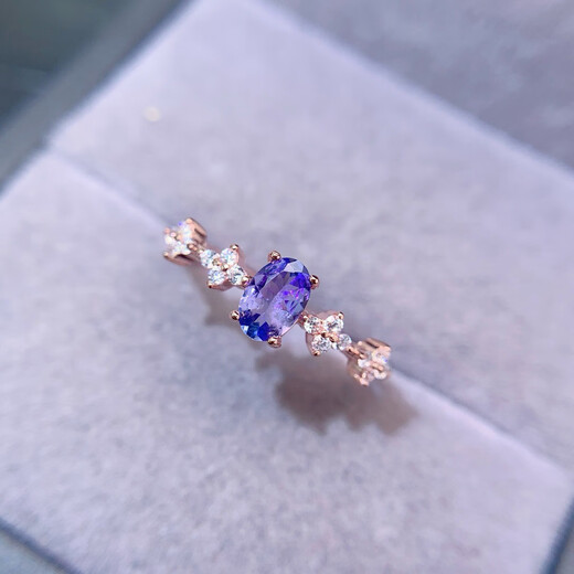 Lierui natural tanzanite ring s925 pure silver grains are all exquisite and exquisite Chinese Valentine's Day gift 4*6mm