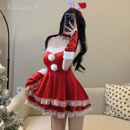 
Desire for a try on sexy underwear 2025 new sexy Christmas bunny girl seductive outfit passionate bed couple dating suit New Year rabbit suit [red] + 9756 hollow net suit L (recommended 105-125 Jin [Jin equals 0.5 kg])