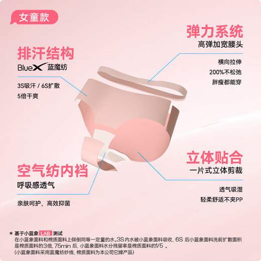 Little Blue Elephant Vitality Little Tornado Children's Perspiration-wicking Underwear Girls Briefs 7A Antibacterial Breathable Non-Clamping PP Green + Pink + Checkerboard (Girls) 3 Pairs 110