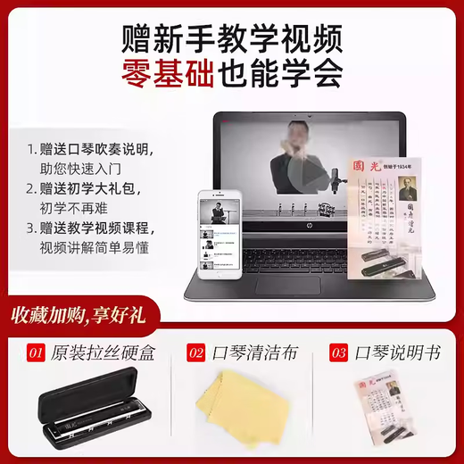 Guoguang Mundharmonica 24-Loch Polyphonische C-Tune-Anfänger und Kinder Erwachsene Selbststudie Eingangsorganinstrument 24-Loch Polyphonische C-Tune Schwarz