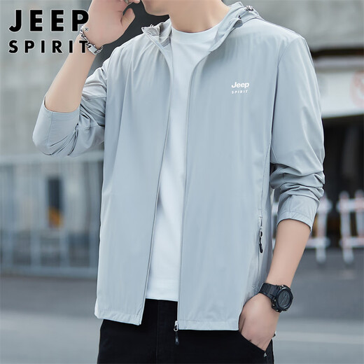 JEEP SPIRIT Jeep sun protection clothes men's ice silk summer anti-UV jacket thin outdoor fishing high-end skin clothing