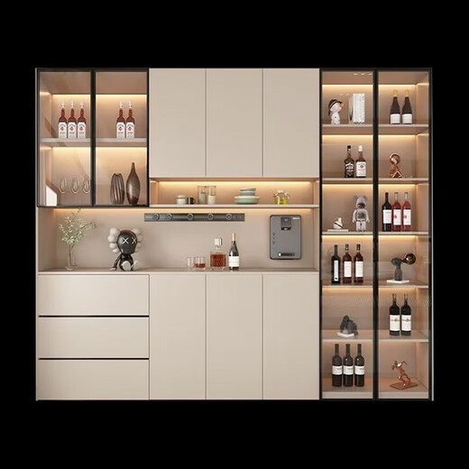 Junyanjia Massivholz Sideboard Wand integrierter Haushaltschrank Displanschrank Weinschrank Wohnzimmerschrank Aufbewahrungsschrankstab