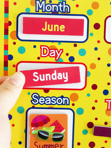 Kinderwetter -Kognitionsbrett Mein kleines Kalender Board Magnetic English Lernwand Diagramm Wochenmonat Unterrichtshilft Word Yellow English Magnetic Wall Diagramm 48 Zubehör