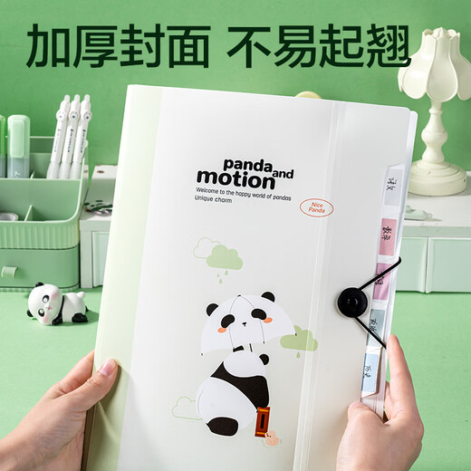 Deli Panda Serie 8-Grid Orgelpaket Test Papierspeicher Beutel mehrschichtige Student-Datei-Taschen-Ordnerpapierpapierpapier Clip großer Kapazitätsklassifizierung Speicherbuch XM701 Grün