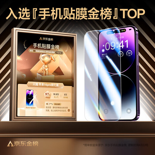 闪魔适用苹果14Pro/13钢化膜 iphone13pro/14Promax 全屏手机膜plus高清抗指纹防爆除尘膜抗蓝光防窥膜 2片【强化玻璃防爆】店长强推 苹果14ProMax