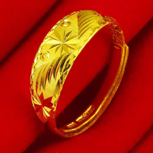 OAZ 24k gold 999 gold ring for men and women living plain gold ring plain gold solid gold plated gift for women 4.2g