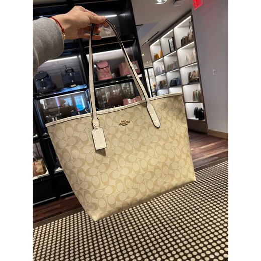 Coach (Coach) Totes Milk Tea CityTote33 Einkaufstaschen große Tasche Frauenbeutel Neue Stil Mommy Carriage 5696 Red Paired Black Brown Spot