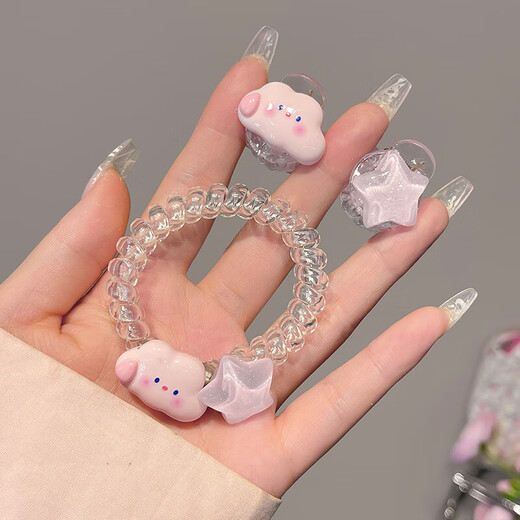 Pink cloud star hair clip female forehead bangs clip princess head grabber back head bb clip cute hair tie headdress pink cloud hair clip