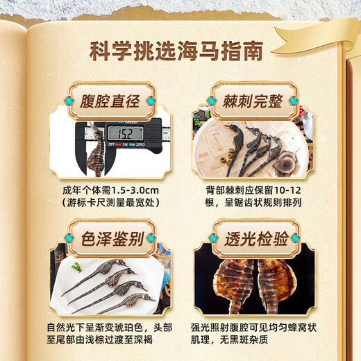 
Huarui Tiancheng Haima Medicinal Materials [CAWC Certification] A pair of dry goods refined, warm kidney, male nourishing and nutrition combination soaked wine medicinal materials [Belly hippocampus] About 6g/bag-male and female pairing