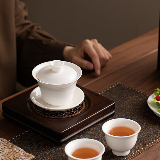 SUSHI CERAMICS Sancai bowl Chinese White Kung Fu tea set tea bowl