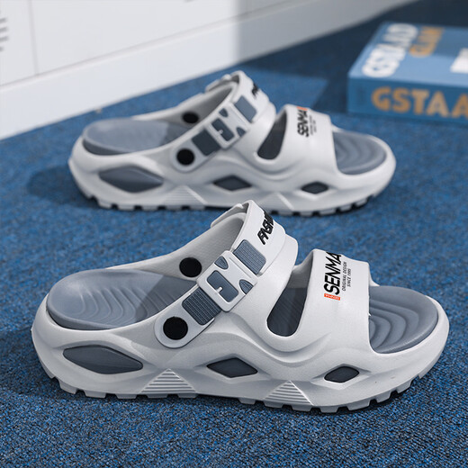 Semir 2025 Summer nuevos zapatos para hombres zapatos de playa casuales con sandalias afuera sin adelgazamiento de un adelgazamiento y sandalias de dos ropa para hombres gris 42-43