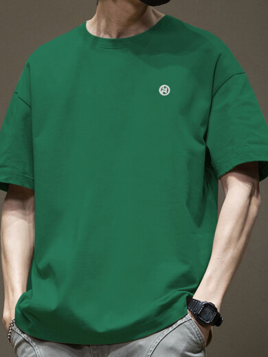 T-shirt à manches courtes américain à manches courtes américain de Bilebeifen pour le cou pur rond pour hommes Versatile Casual 2025 Nouvelle marque de mode White-1365 à manches courtes-100% Coton pur [suggéré 80-110jin [Jin est égal à 0,5 kg]] toute taille